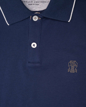 Brunello Cucinelli Дитяче синє поло з емблемою логотипа BE854T315C