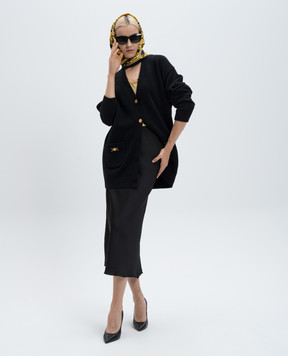 Versace Черный кардиган из шерсти и кашемира с логотипом. 10140911A11287