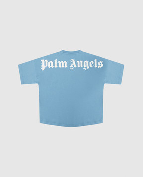 Palm Angels Детская голубая футболка с принтом логотипа PBAA002C99JER002412