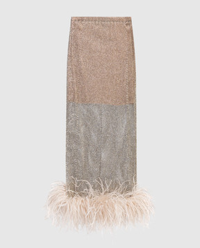 Santa Brands Бежевая юбка миди с кристаллами и перьями страуса MIDIFEATHERSSKIRT