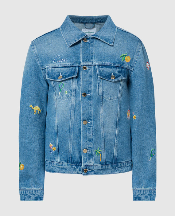 Blue denim jacket with embroidery