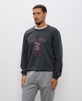 Brunello Cucinelli Сірий світшот з принтом MW8633380G