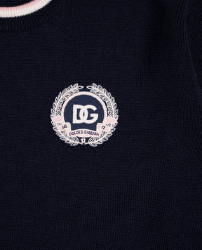 Dolce&Gabbana Дитячий синій светр з вовни з логотипом L5KWK5JDVB7