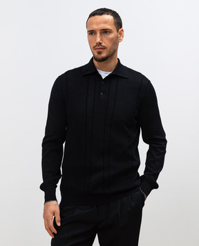 Brunello Cucinelli Чорне поло в тканий візерунок M29202425