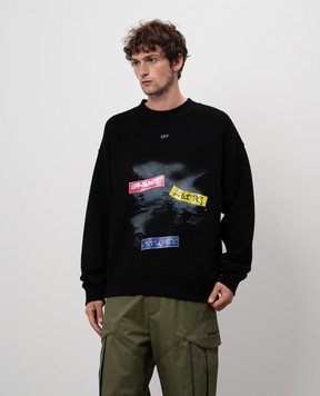 Off-White Чорний світшот з принтом OMBA054F24FLE008