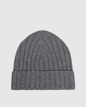 Dolce&Gabbana Сіра шапка в рубчик з кашеміру FXQ10ZJBW0S