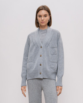 Ermanno Scervino Серый кардиган из кашемира D455N306TFQ