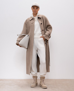 Brunello Cucinelli Бежевое пальто из шерсти и кашемира MG5009855