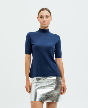 Twinset Синя футболка із шовку і кашеміру 242TP3682