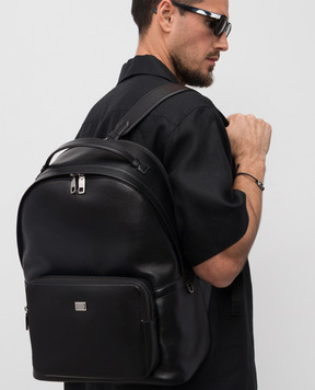 Dolce&Gabbana Чорний шкіряний рюкзак з логотипом BM2385AV956