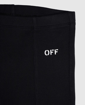 Off-White Детские черные брюки клеш в рубчик с логотипом. OGCA009S25JER001