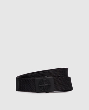 Stone Island Дитячий чорний пояс з фактурним логотипом K2S169300001S0061