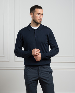 Cashmere&Whiskey Синее поло с шелком и кашемиром FS06