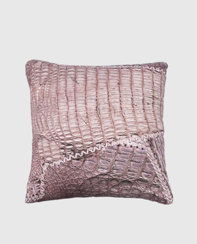 Roberto Cavalli Коричнева декоративна подушка в принт під шкіру крокодила H010000007С006