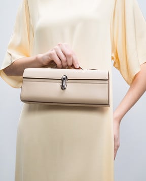 Savette Бежевая кожаная сумка Slim Symmetry H01401