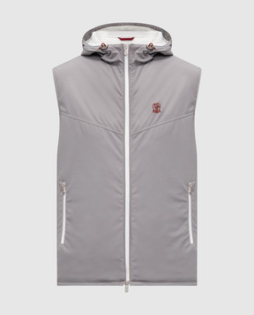 Brunello Cucinelli Серый жилет с вышивкой логотип логотип MM49A7432G
