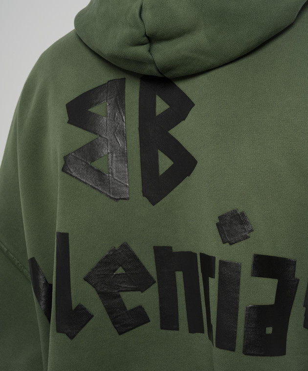 Balenciaga Зеленые худи с винтажным эффектом с логотипом Tape Type 744441TQVQ9 изображение 5