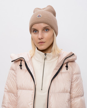 Moncler Коричнева шапка з вовни з нашивкою логотипа K20933B00032M1241