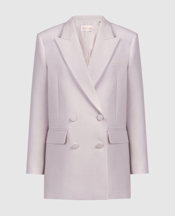 Pink wool and silk double-breasted jacket