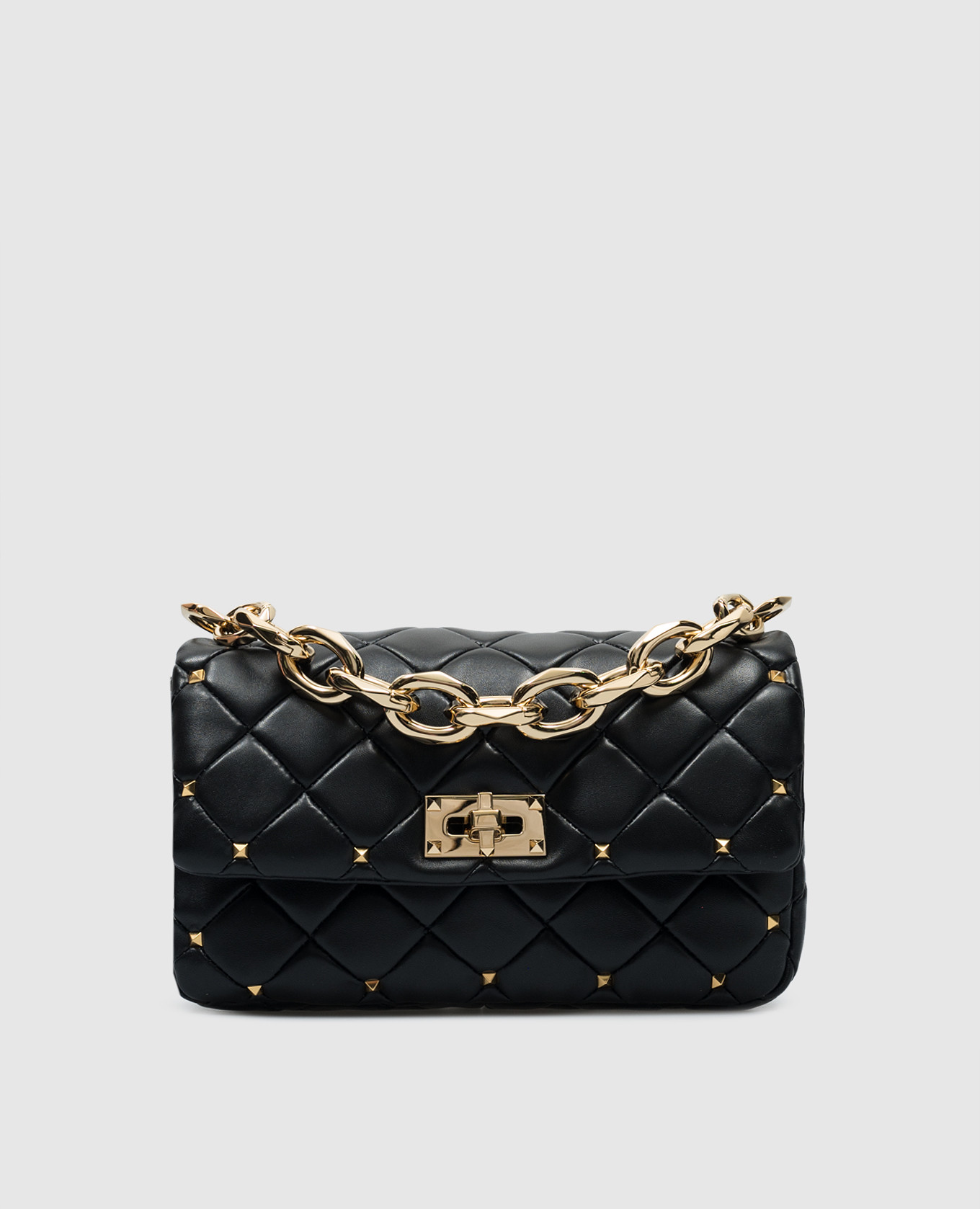 

Черная кожаная стеганная сумка Rockstud Spike, Черный, Сумки через плечо