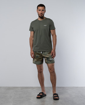 Balmain Шорти для плавання кольору хакі з логотипом BWB641350