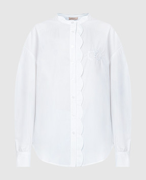 Twinset Біла блуза з квітковою вишивкою логотипа 241TP2080
