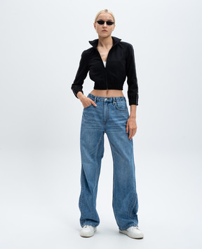 Alexander Wang Чорна укорочена спортивна куртка з контрастною тасьмою 4CC3242091