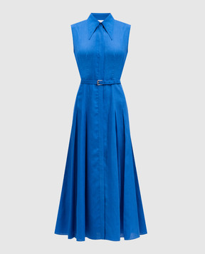 Gabriela Hearst Синее платье-рубашка Durand из льна 2244204LA003