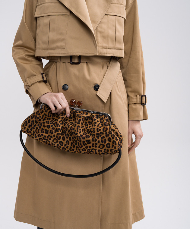 Max Mara Weekend - Коричневая замшевая сумка в леопардовый принт