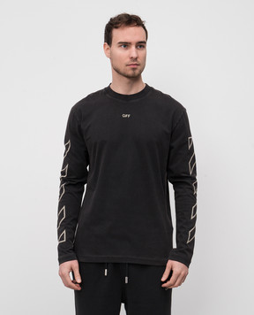 Off-White Черный лонгслив с логотипом эмблемы Arrow с принтом OMAB086S25JER004