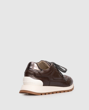 Brunello Cucinelli Коричневые кожаные кроссовки MZSKG3025