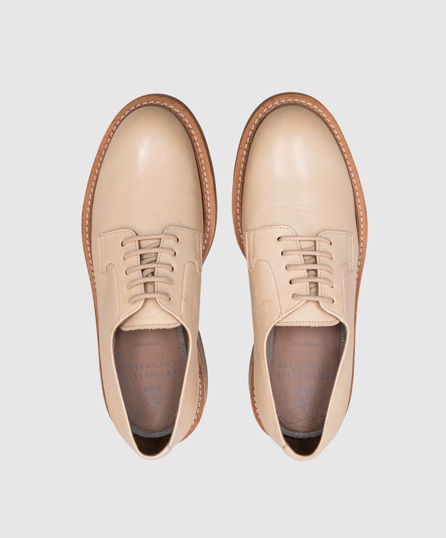 Brunello Cucinelli Бежевые кожаные дерби MZUM00P127 изображение 4