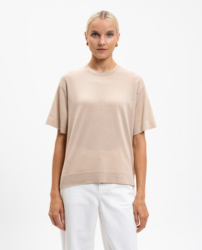 John Smedley Бежева футболка DANBY з розрізами DANBY
