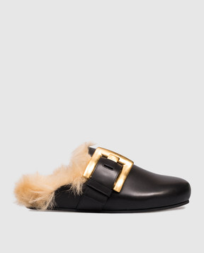Balmain Черные кожаные мюли FN1UR139LVIT