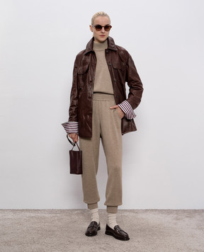 Brunello Cucinelli Бежевий светр з кашеміру з манжетами M12709804P