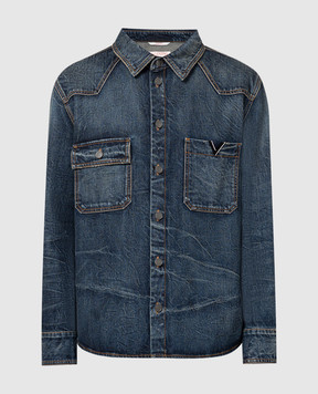 Valentino Синяя джинсовая рубашка с металлическим логотипом V 4V3DB02R9YN