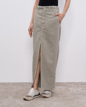 Brunello Cucinelli Зелена джинсова спідниця Chino з льономо ML996G3822