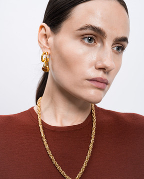 House of Fou Золотисті сережки Bon Bon з позолотою DOUBLELAYEREDHOOPSWIT