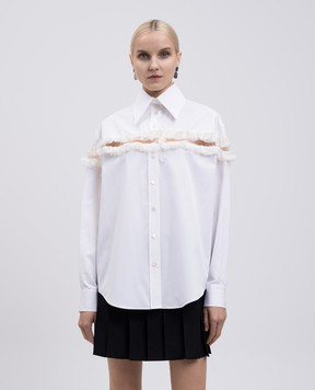 Alexander McQueen Белая рубашка с рюшами 830386QAABC