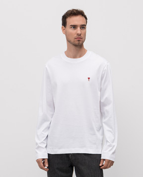 Ami Paris Білий лонгслів з вишивкою BFUTS235724