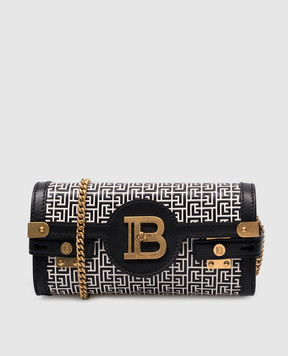 Balmain Чорна шкіряна сумка B-Buzz з тисненням монограми PB Labyrinthe CN0LE596LQBL