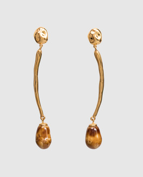 House of Fou Золотисті сережки Waka Amber з позолотою 22 карат WAKALONGWITHDROPS