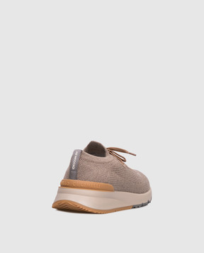 Brunello Cucinelli Бежевые утепленные кроссовки из шерсти MZUWLBO253