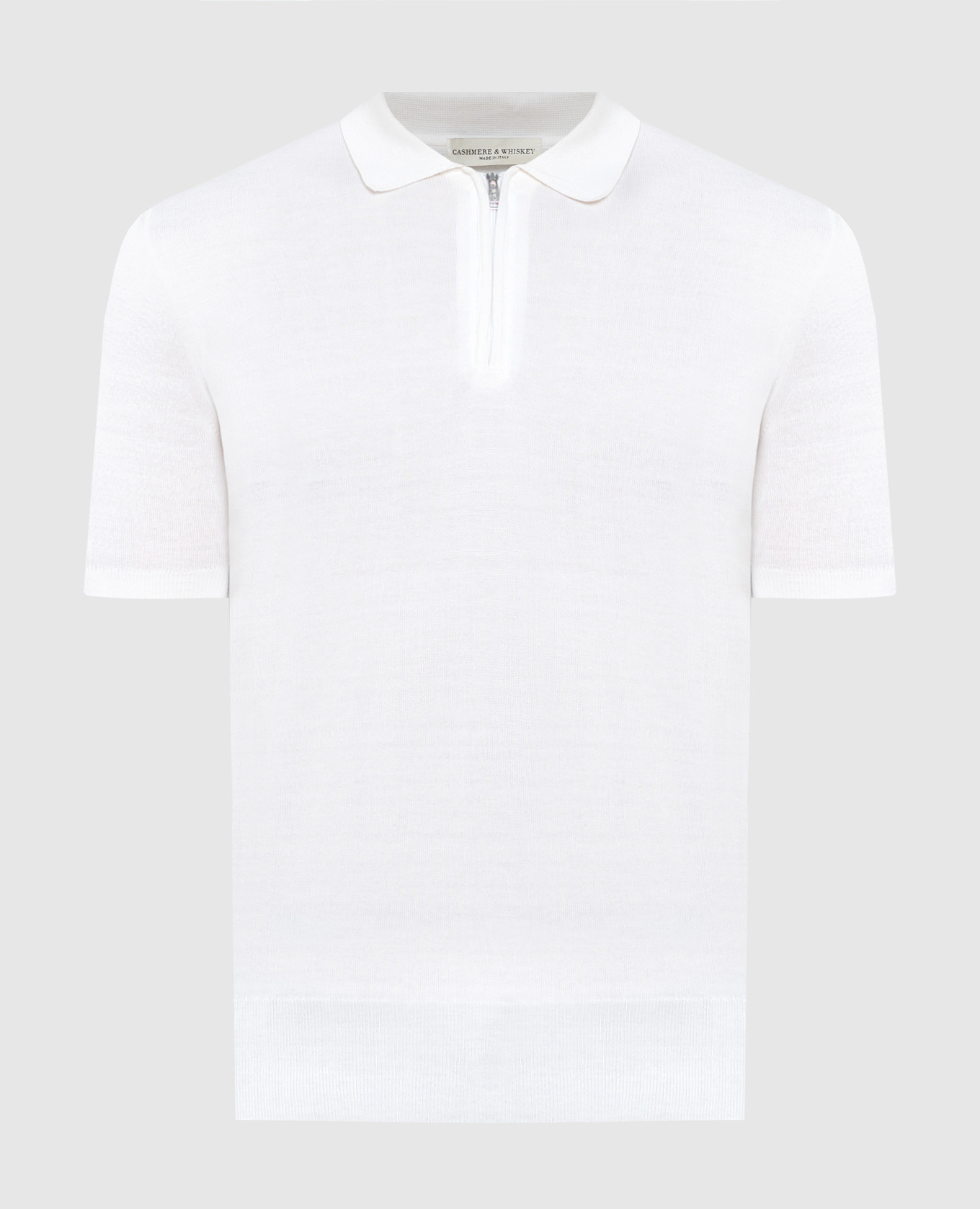 White polo shirt with silk and cashmere