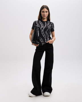 Versace Jeans Couture Черная футболка в принт Chain Couture 77HAH613JS365
