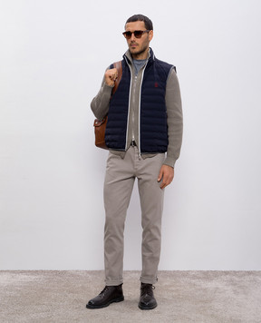 Brunello Cucinelli Синяя футболка с леном MW8351308