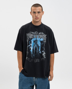 Vetements Чорна футболка з принтом UCF76TR800B