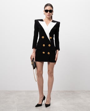 Balmain Чорна сукня-жакет з контрастними вставками EF1R9239MB01
