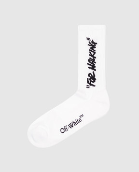 Off-White Білі шкарпетки з візерунком напису OMRA085C99KNI002