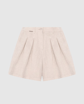 Brunello Cucinelli Дитячі бежеві шорти з льону з люрексом BH547S285C